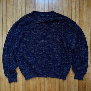 VTG 90s ENRO Textured Crewneck Navy Pullover Grandpa Sweater Made in USA Sz. L